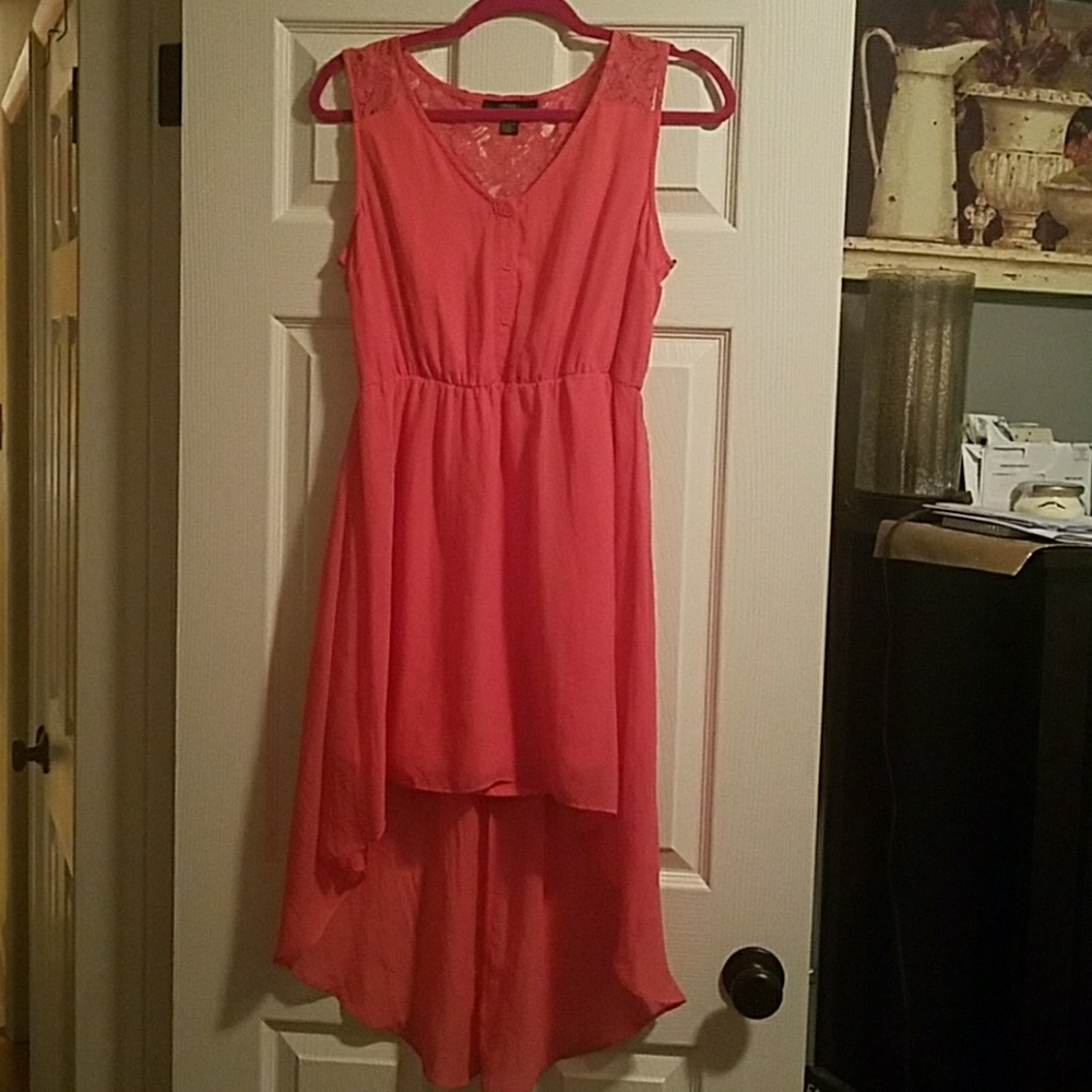 Coral high low dress